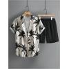 imageSOLY HUX Mens 2 Piece Outfits Tropical Print Short Sleeve Button Down Hawaiian Shirt and Shorts SetMulticoloured Tropical Printed