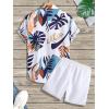 imageSOLY HUX Mens 2 Piece Outfits Tropical Print Short Sleeve Button Down Hawaiian Shirt and Shorts SetNavy Blue Tropical
