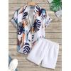 imageSOLY HUX Mens 2 Piece Outfits Tropical Print Short Sleeve Button Down Hawaiian Shirt and Shorts SetNavy Blue Tropical