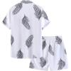 imageSOLY HUX Mens 2 Piece Outfits Tropical Print Short Sleeve Button Down Hawaiian Shirt and Shorts SetWhite Leaf Print