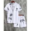 imageSOLY HUX Mens 2 Piece Outfits Tropical Print Short Sleeve Button Down Hawaiian Shirt and Shorts SetWhite Tropical Print