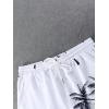 imageSOLY HUX Mens 2 Piece Outfits Tropical Print Short Sleeve Button Down Hawaiian Shirt and Shorts SetWhite Tropical Print