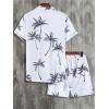 imageSOLY HUX Mens 2 Piece Outfits Tropical Print Short Sleeve Button Down Hawaiian Shirt and Shorts SetWhite Tropical Print