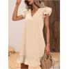 imageSOLY HUX Summer Dresses for Women V Neck Cap Sleeve Ruffle Hem Smock Short DressApricot Plain