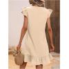 imageSOLY HUX Summer Dresses for Women V Neck Cap Sleeve Ruffle Hem Smock Short DressApricot Plain