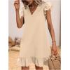 imageSOLY HUX Summer Dresses for Women V Neck Cap Sleeve Ruffle Hem Smock Short DressApricot Plain