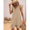 imageSOLY HUX Summer Dresses for Women V Neck Cap Sleeve Ruffle Hem Smock Short DressPlain Apricot