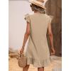 imageSOLY HUX Summer Dresses for Women V Neck Cap Sleeve Ruffle Hem Smock Short DressPlain Apricot