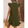 imageSOLY HUX Summer Dresses for Women V Neck Cap Sleeve Ruffle Hem Smock Short DressPlain Army Green