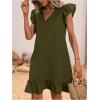 imageSOLY HUX Summer Dresses for Women V Neck Cap Sleeve Ruffle Hem Smock Short DressPlain Army Green