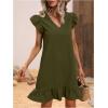imageSOLY HUX Summer Dresses for Women V Neck Cap Sleeve Ruffle Hem Smock Short DressPlain Army Green