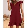 imageSOLY HUX Summer Dresses for Women V Neck Cap Sleeve Ruffle Hem Smock Short DressPlain Burgundy