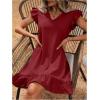 imageSOLY HUX Summer Dresses for Women V Neck Cap Sleeve Ruffle Hem Smock Short DressPlain Burgundy
