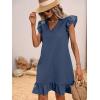 imageSOLY HUX Summer Dresses for Women V Neck Cap Sleeve Ruffle Hem Smock Short DressPlain Dusty Blue