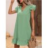 imageSOLY HUX Summer Dresses for Women V Neck Cap Sleeve Ruffle Hem Smock Short DressPlain Green