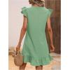 imageSOLY HUX Summer Dresses for Women V Neck Cap Sleeve Ruffle Hem Smock Short DressPlain Green
