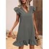 imageSOLY HUX Summer Dresses for Women V Neck Cap Sleeve Ruffle Hem Smock Short DressPlain Grey