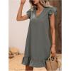 imageSOLY HUX Summer Dresses for Women V Neck Cap Sleeve Ruffle Hem Smock Short DressPlain Grey