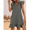 imageSOLY HUX Summer Dresses for Women V Neck Cap Sleeve Ruffle Hem Smock Short DressPlain Grey