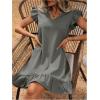 imageSOLY HUX Summer Dresses for Women V Neck Cap Sleeve Ruffle Hem Smock Short DressPlain Grey