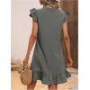 imageSOLY HUX Summer Dresses for Women V Neck Cap Sleeve Ruffle Hem Smock Short DressPlain Grey