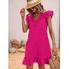 imageSOLY HUX Summer Dresses for Women V Neck Cap Sleeve Ruffle Hem Smock Short DressPlain Hotpink
