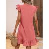imageSOLY HUX Summer Dresses for Women V Neck Cap Sleeve Ruffle Hem Smock Short DressPlain Light Pink