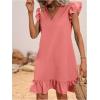 imageSOLY HUX Summer Dresses for Women V Neck Cap Sleeve Ruffle Hem Smock Short DressPlain Light Pink