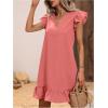 imageSOLY HUX Summer Dresses for Women V Neck Cap Sleeve Ruffle Hem Smock Short DressPlain Light Pink