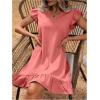 imageSOLY HUX Summer Dresses for Women V Neck Cap Sleeve Ruffle Hem Smock Short DressPlain Light Pink