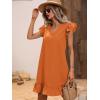 imageSOLY HUX Summer Dresses for Women V Neck Cap Sleeve Ruffle Hem Smock Short DressPlain Orange
