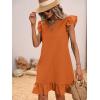 imageSOLY HUX Summer Dresses for Women V Neck Cap Sleeve Ruffle Hem Smock Short DressPlain Orange