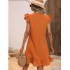 imageSOLY HUX Summer Dresses for Women V Neck Cap Sleeve Ruffle Hem Smock Short DressPlain Orange