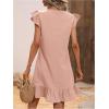 imageSOLY HUX Summer Dresses for Women V Neck Cap Sleeve Ruffle Hem Smock Short DressPlain Pink