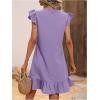 imageSOLY HUX Summer Dresses for Women V Neck Cap Sleeve Ruffle Hem Smock Short DressPlain Purple