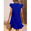 imageSOLY HUX Summer Dresses for Women V Neck Cap Sleeve Ruffle Hem Smock Short DressPlain Royal Blue