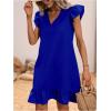 imageSOLY HUX Summer Dresses for Women V Neck Cap Sleeve Ruffle Hem Smock Short DressPlain Royal Blue
