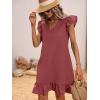 imageSOLY HUX Summer Dresses for Women V Neck Cap Sleeve Ruffle Hem Smock Short DressPlain Watermelon Pink