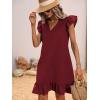 imageSOLY HUX Summer Dresses for Women V Neck Cap Sleeve Ruffle Hem Smock Short DressPure Burgundy