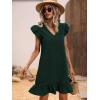 imageSOLY HUX Summer Dresses for Women V Neck Cap Sleeve Ruffle Hem Smock Short DressPure Dark Green