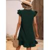 imageSOLY HUX Summer Dresses for Women V Neck Cap Sleeve Ruffle Hem Smock Short DressPure Dark Green