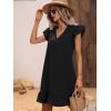imageSOLY HUX Summer Dresses for Women V Neck Cap Sleeve Ruffle Hem Smock Short DressSolid Black
