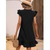 imageSOLY HUX Summer Dresses for Women V Neck Cap Sleeve Ruffle Hem Smock Short DressSolid Black