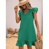 imageSOLY HUX Summer Dresses for Women V Neck Cap Sleeve Ruffle Hem Smock Short DressSolid Green