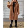 imageSOLY HUX Toddler Girls Fleece Fuzzy Jacket Button Down Collar Long Sleeve Pocket Coat OuterwearPure Coffee Brown