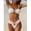 imageSOLY HUX Womens 2 Piece Bathing Suit High Cut Low Rise Textured Cheeky Bikini Set SwimwearSolid Apricot