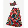 imageSOLY HUX Womens Boho 2 Piece Outfits Floral Print Colorful Tube Top and Ruffle Hem Maxi Skirt SetBlack Floral Print