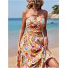 imageSOLY HUX Womens Boho 2 Piece Outfits Floral Print Colorful Tube Top and Ruffle Hem Maxi Skirt SetYellow Floral Print