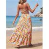 imageSOLY HUX Womens Boho 2 Piece Outfits Floral Print Colorful Tube Top and Ruffle Hem Maxi Skirt SetYellow Floral Print