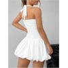 imageSOLY HUX Womens Bubble Mini Dress Halter Backless Ruched Y2K Club Party Short Sundress with Builtin ShortsPlain White